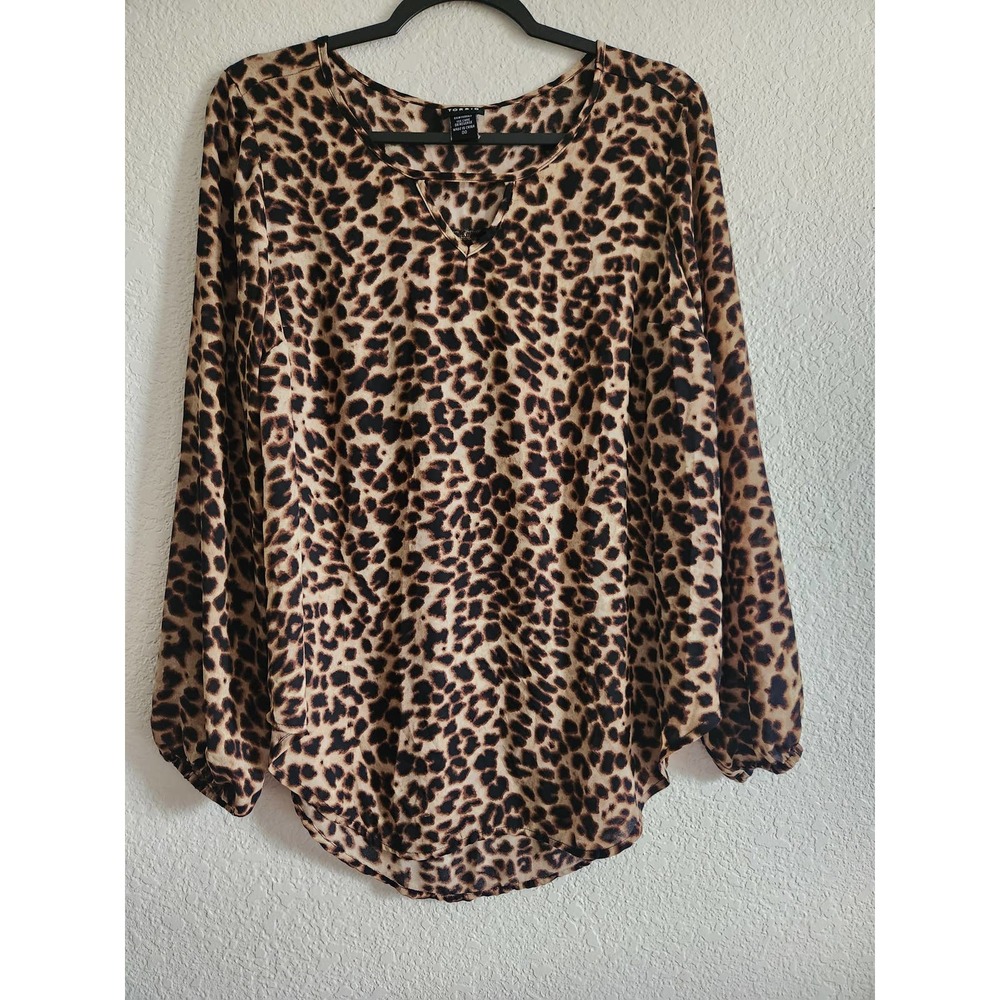 Torrid Leopard Print Long Sleeve Womens Blouse 00